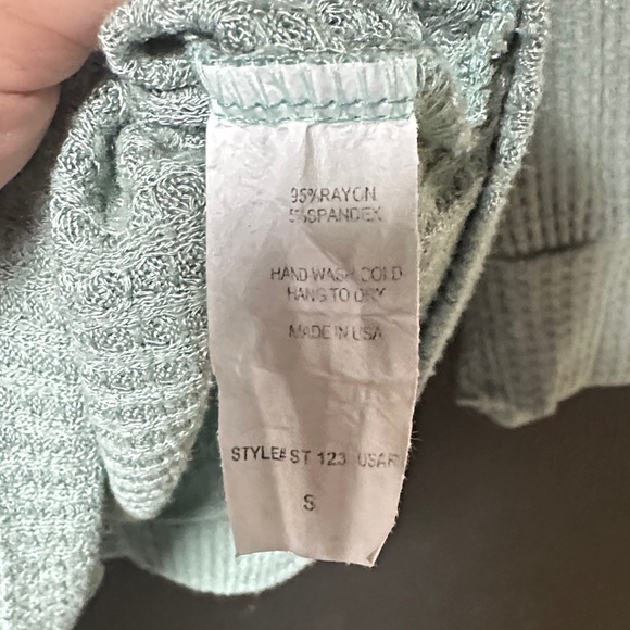 Pink Lily Sage Green Waffle Knit Top - Picture 4 of 5